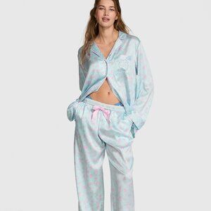 LoveShackFancy x PINK Satin Long Pajama Set NWT, Size M